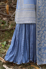 UAE-3 Piece Embroidered Raw Silk Suit with Embroidered Chiffon Dupatta