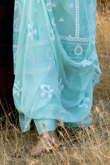 UAE-3 Piece Embroidered Cotton Net Suit with Embroidered Chiffon Dupatta LE-62001