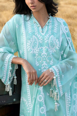 UAE-3 Piece Embroidered Cotton Net Suit with Embroidered Chiffon Dupatta LE-62001