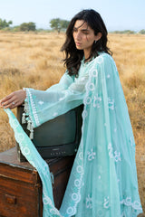 UAE-3 Piece Embroidered Cotton Net Suit with Embroidered Chiffon Dupatta LE-62001