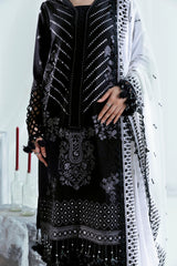 UAE-3 Piece Embroidered Lawn Suit with Borders and Denting Dupatta FE-52067