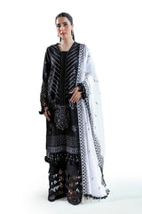 UAE-3 Piece Embroidered Lawn Suit with Borders and Denting Dupatta FE-52067