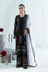 UAE-3 Piece Embroidered Lawn Suit with Borders and Denting Dupatta FE-52067