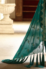 UAE-3 Piece Embroidered Lawn Suit with Organza Applique Borders and Embroidered Denting Lawn Dupatta