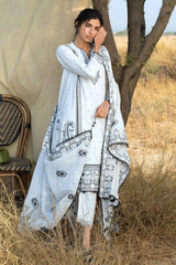 UAE-3 Piece Embroidered Lawn Suit with Embroidered Paper Cotton Dupatta PM-62051