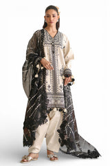 UAE-3 Piece Embroidered Lawn Suit with Organza Dupatta and Borders PM-62055