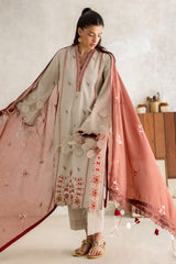 UAE-3 Piece Embroidered Lawn Suit with Paper Cotton Dupatta and Borders PM-62056