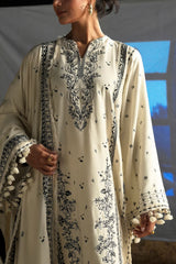 UAE-3 Piece Embroidered Karandi Suit with Embroidered Karandi Dupatta