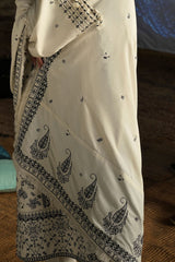 UAE-3 Piece Embroidered Karandi Suit with Embroidered Karandi Dupatta