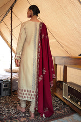 UAE-3 Piece Embroidered Khaddar Suit with Embroidered Khaddar Dupatta
