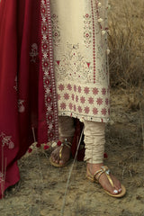 UAE-3 Piece Embroidered Khaddar Suit with Embroidered Khaddar Dupatta