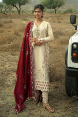 UAE-3 Piece Embroidered Khaddar Suit with Embroidered Khaddar Dupatta