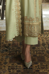 UAE-3 Piece Embroidered Khaddar Suit with Embroidered Khaddar Dupatta