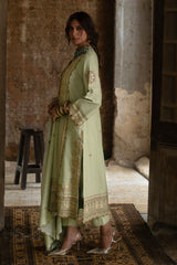 UAE-3 Piece Embroidered Khaddar Suit with Embroidered Khaddar Dupatta