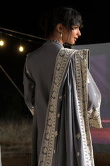 UAE-3 Piece Embroidered Khaddar Suit with Embroidered Khaddar Dupatta