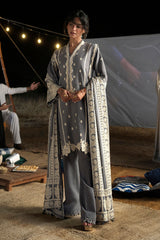 UAE-3 Piece Embroidered Khaddar Suit with Embroidered Khaddar Dupatta