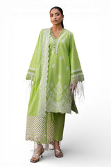 UAE-3 Piece Embroidered Jacquard Suit with Embroidered Denting Dupatta DN-52045