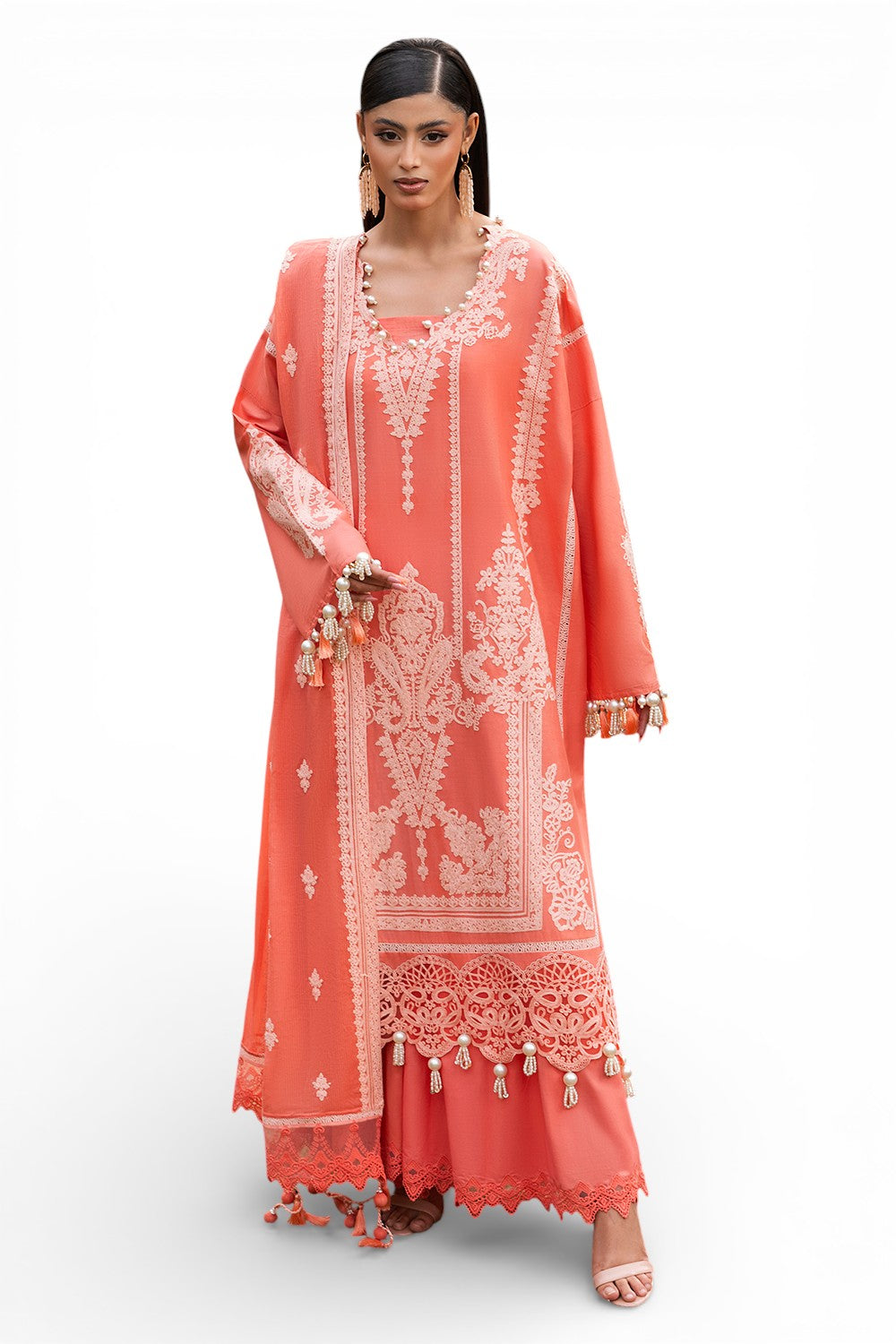 UAE-3 Piece Embroidered Lawn Suit with Embroidered Denting Dupatta DN-62031
