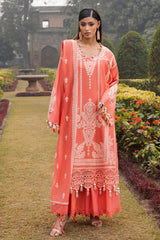 UAE-3 Piece Embroidered Lawn Suit with Embroidered Denting Dupatta DN-62031