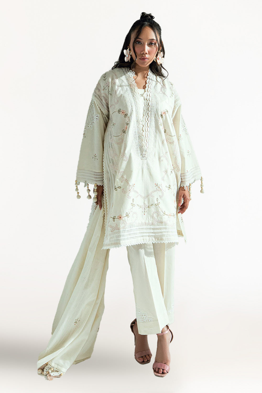 UAE-3 Piece Embroidered Lawn Suit with Embroidered Denting Dupatta DN-62036