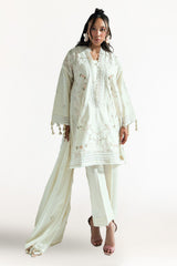 UAE-3 Piece Embroidered Lawn Suit with Embroidered Denting Dupatta DN-62036