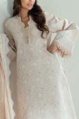 UAE-3 Piece Embroidered Lawn Suit with Embroidered Denting Dupatta DN-62001