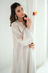 UAE-3 Piece Embroidered Lawn Suit with Embroidered Denting Dupatta DN-62001