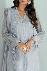 UAE-3 Piece Embroidered Lawn Suit with Embroidered Denting Dupatta DN-62003