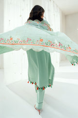 UAE-3 Piece Embroidered Lawn Suit with Embroidered Denting Dupatta DN-62026