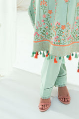 UAE-3 Piece Embroidered Lawn Suit with Embroidered Denting Dupatta DN-62026