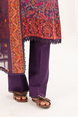 UAE-3 Piece Embroidered Khaddar Suit with Net Dupatta CN-52007