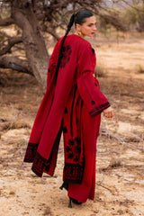 UAE-3 Piece Unstitched Embroidered Pashmina Suit with Embroidered Shawl and Chalk Border AP-52005