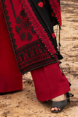 UAE-3 Piece Unstitched Embroidered Pashmina Suit with Embroidered Shawl and Chalk Border AP-52005