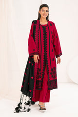 UAE-3 Piece Unstitched Embroidered Pashmina Suit with Embroidered Shawl and Chalk Border AP-52005