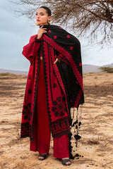 UAE-3 Piece Unstitched Embroidered Pashmina Suit with Embroidered Shawl and Chalk Border AP-52005