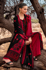 UAE-3 Piece Unstitched Embroidered Pashmina Suit with Embroidered Shawl and Chalk Border AP-52005