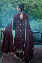 UAE-3 Piece Embroidered Pashmina Suit with Embroidered Pashmina Dupatta