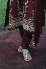 UAE-3 Piece Embroidered Pashmina Suit with Embroidered Pashmina Dupatta
