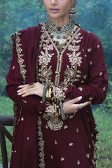 UAE-3 Piece Embroidered Pashmina Suit with Embroidered Pashmina Dupatta