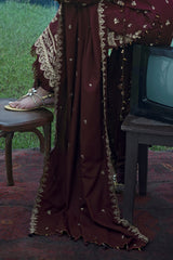 UAE-3 Piece Embroidered Pashmina Suit with Embroidered Pashmina Dupatta