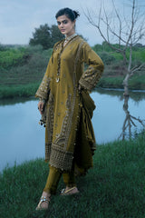 UAE-3 Piece Embroidered Pashmina Suit with Embroidered Pashmina Dupatta