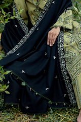 UAE-3 Piece Embroidered Pashmina Suit with Embroidered Pashmina Dupatta