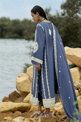 UAE-3 Piece Embroidered Pashmina Suit with Embroidered Pashmina Dupatta