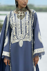 UAE-3 Piece Embroidered Pashmina Suit with Embroidered Pashmina Dupatta