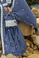 UAE-3 Piece Embroidered Pashmina Suit with Embroidered Pashmina Dupatta