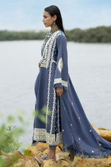UAE-3 Piece Embroidered Pashmina Suit with Embroidered Pashmina Dupatta