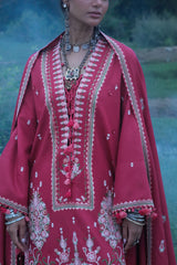 UAE-3 Piece Embroidered Pashmina Suit with Embroidered Pashmina Dupatta