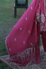 UAE-3 Piece Embroidered Pashmina Suit with Embroidered Pashmina Dupatta