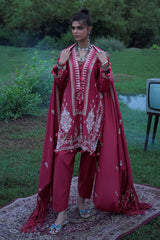 UAE-3 Piece Embroidered Pashmina Suit with Embroidered Pashmina Dupatta