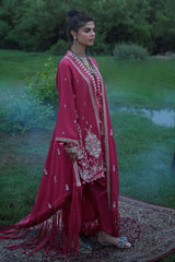 UAE-3 Piece Embroidered Pashmina Suit with Embroidered Pashmina Dupatta